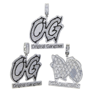 ตัวอักษรเดิมนักเลง OG ตุ้มห้อยสร้อยคอจี้ Micro Pave 5A โคเนีย CZ Bling hip hop เครื่องประดับผู้ชายเด็กผู้ชาย - Product Image 5
