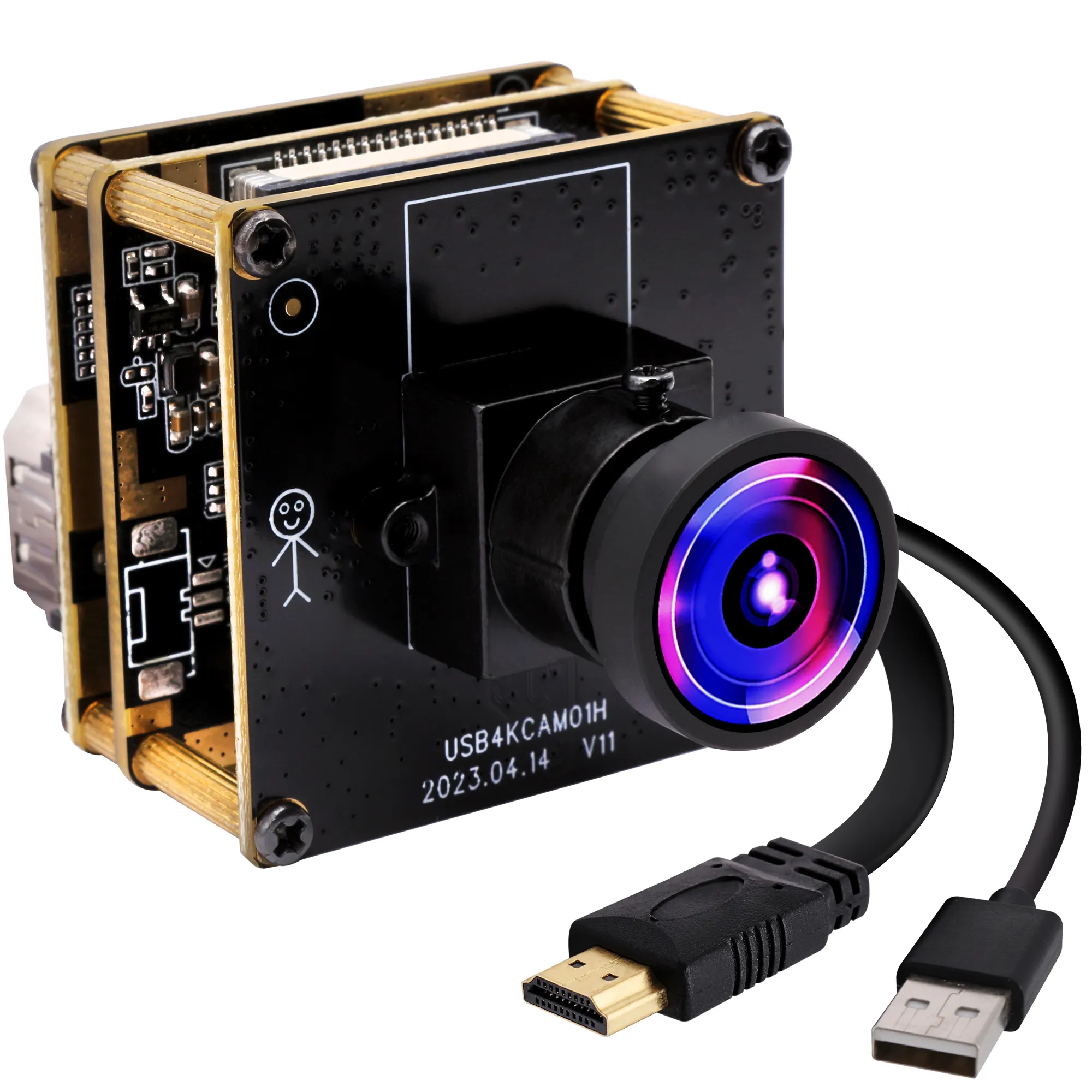 Elp HDMI USB máy ảnh 4K H.264 H.265 Webcam 2X zoom kỹ thuật số không có biến dạng 120 độ góc rộng HDMI USB Mô-đun máy ảnh cho màn hình