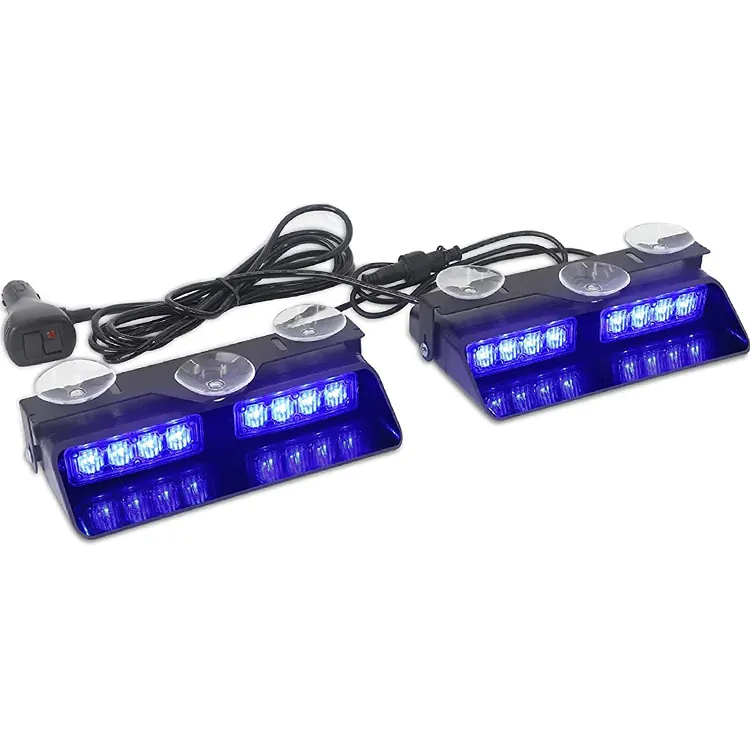 Luces de barra 2 en 1 personalizadas, lámpara de parabrisas interior de 16 vatios, montaje dividido, luz led estroboscópica roja y azul para tablero de coche, luz para emergencia