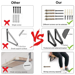 Heavy-Duty Single Iron Prateleira Suporte Espessado Ampliado Industrial Triangular Prateleira <span class=keywords><strong>para</strong></span> Móveis Garagem Uso Comercial Doméstico - Product Image 4