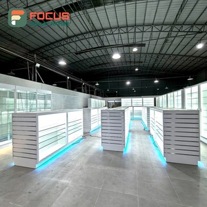 Compact Smoke Shop Display Cabinet Wood Glass Showcase <b>Counter</b> LED Lighting Tobacco Display Cabinet - Product Image 1