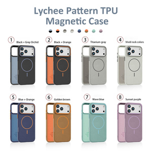 Coque de téléphone magnétique en TPU motif litchi élégant d'affaires de luxe pour iPhone 17 Air 17 16 E 15 14 13 12 Pro Max couverture de téléphone portable - Product Image 6