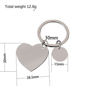 Porte-clés promotionnel en acier inoxydable en forme de cœur de pêche, gravé en couleur, imprimé numériquement, vierge, pour cadeau de vacances - Product Image 2