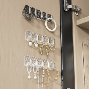 Mini Sticky <b>Hooks</b> No-Drill Wall-Mounted Jewelry <b>Display</b> Storage Rack with Row Hanging Ins Style - Product Image 1