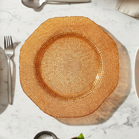 <strong>Best</strong> <strong>Sellers</strong> Hand-made Classic Glass Charger Plate Colored Creative Pattern Glass Plate Tray <strong>Dinner</strong> Plate for Wedding Home Party