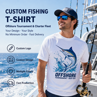 Kaos Custom Print DG001 100% Katun 180gsm Cepat Kering, Potongan Longgar, Cetak Digital, Grosir, Tema Perikanan Laut, Pelabuhan, Makanan Laut, Kasual