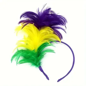 Ms-237 Karneval Fascinator Feder Stirnband Lila Gelb Grüner Hut Tea Party Cocktail Hochzeit Kopf bedeckung für Frauen