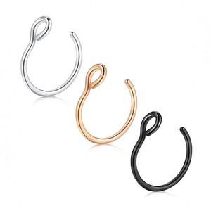 Anneau de nez en acier inoxydable type C, pêche à la ligne, or, noir, or rose, argent, bijou de piercing pour femme et homme, accessoire de mode - Product Image 3