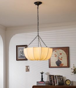 Lampe suspendue vintage française Wabi-Sabi, élégante <span class=keywords><strong>suspension</strong></span> <span class=keywords><strong>en</strong></span> <span class=keywords><strong>tissu</strong></span> <span class=keywords><strong>en</strong></span> forme de parapluie, luminaire suspendu <span class=keywords><strong>pour</strong></span> salon, <span class=keywords><strong>chambre</strong></span> ou restaurant - Product Image 5