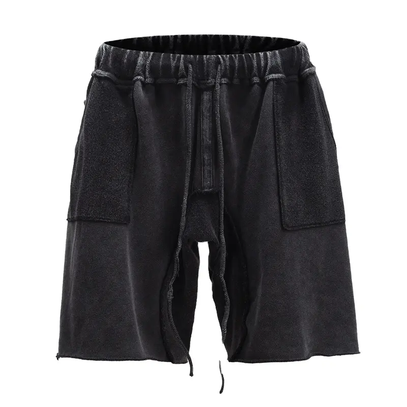 Acid Wash Streetwear Retro Mens Clothing Vintage Hip Hop Men's Knee Length Shorts