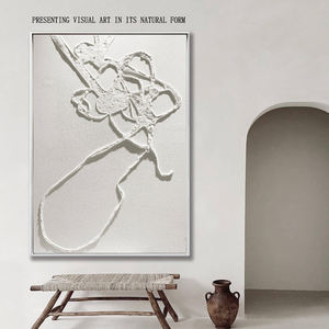 لوحة فنية حديثة ثلاثية الأبعاد بنمط تجريدي من الأكريليك على قماش، فن تجريدي أصلي بأسلوب وابي سابي للفنادق، لوحة يدوية الصنع لغرفة المعيشة - Product Image 3