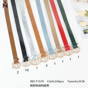 Cintura in Pelle PU con Fibbia a Serpente 3Cm Moda Casual per Uomo e Donna - Product Image 1