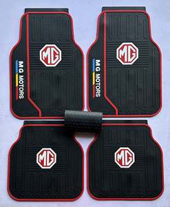 Universal VIP Logo Durable 18mm Thick <b>Car</b> Floor Mats 4pcs Set TPV Black with Red Border Auto Carpets - Product Image 3