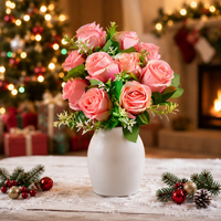 Bouquet de roses artificielles européennes modernes avec 10 têtes en soie - Décoration florale élégante pour mariage et maison