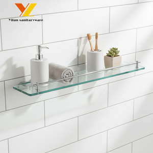 Estante <span class=keywords><strong>de</strong></span> Pared Moderno <span class=keywords><strong>de</strong></span> Metal y <span class=keywords><strong>Vidrio</strong></span> Templado Cromado, Ecológico, <span class=keywords><strong>para</strong></span> <span class=keywords><strong>Baño</strong></span>, Hotel o Apartamento - Product Image 1