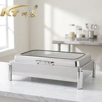 Restaurant Edelstahl 9L Alkohol-Buffet-Set Speisenwärmer Chafing Dish mit Digitalanzeige Touchscreen-Steuerung 85-100°C Temperaturhaltefunktion