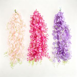 Guirlandes de fleurs artificielles de glycine, violettes, jaunes, rouges, pour décoration de mariage, suspendues au plafond, pour arche, bandes florales - Product Image 2
