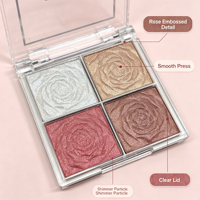 Palette de fards à paupières mats LSFAIRY ES173 Shimmer 4 couleurs, avec miroir et pinceau, marque privée, OEM, vente en gros