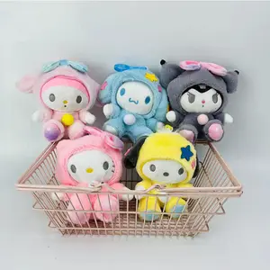 Mix 4 "le plus populaire meilleure vente pas cher petite Melody Kuromi Hello KT peluches dessin animé porte-clés en peluche