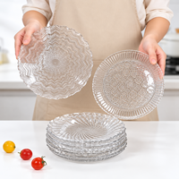 Assiette à dîner en verre pressé personnalisée de 10,6 pouces, 36 motifs disponibles, plat rond pour servir des desserts pour les mariages et la restauration