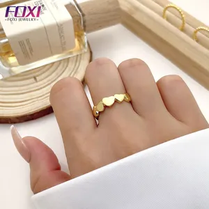 2022 nuovo anello di gioielli da donna di moda <span class=keywords><strong>dorato</strong></span> in <span class=keywords><strong>argento</strong></span> Sterling 925 liscio a forma di cuore - Product Image 1