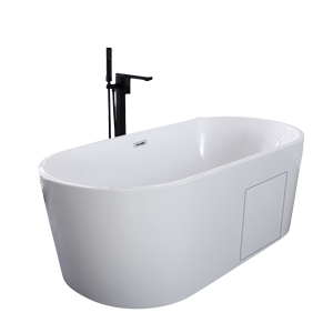 CE certificado remojo bañera ovalada acrílico blanco interior independiente con colador - Product Image 3