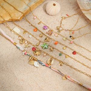 KITI Trendy plaj Charms kolye 18K altın kaplama paslanmaz çelik yaz tatil kolye takı kadınlar için - Product Image 2