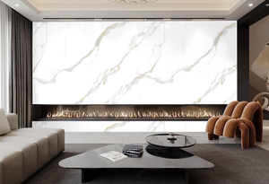 Custom High Glossy 3mm Painel de Mármore UV Estilo Moderno PVC TV Fundo Parede para Villa Sala Interior Marble Living - Product Image 2