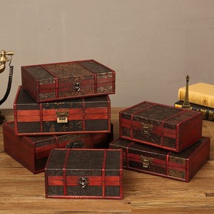 Boîte de rangement en bois de style rétro chinois avec serrure pour bijoux et cosmétiques, organisateur de bureau, boîte à accessoires de photographie - Product Image 2