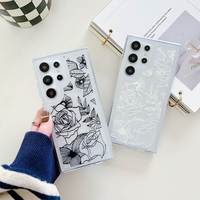 Étui de téléphone portable en TPU transparent avec motif floral, antichoc, design luxueux, pour S26/S26 Plus/S26 Ultra A57 5G A37 5G High