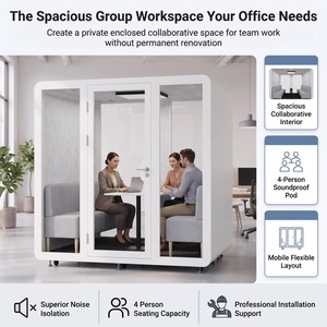 Cabina de Reuniones Modular Insonorizada para Oficina, Estructura de Acero Cromo-Molibdeno, Cabina Acústica de Privacidad para Espacios Abiertos Interiores - Product Image 3