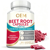 Capsules de racine de betterave à marque privée OEM, 200 unités, 1200 mg avec vitamines A, C et fer, complément alimentaire