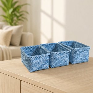 Colorful Handmade PP Straw <strong>Basket</strong> Durable PE Woven Storage <strong>Baskets</strong> for Home <strong>Laundry</strong> Bathroom Use Rattan <strong>Wicker</strong> Style - Product Image 1