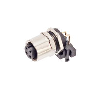 M12 4Pin 5Pin hembra conector de ángulo recto codificado PCB montaje receptáculo conectores para la venta