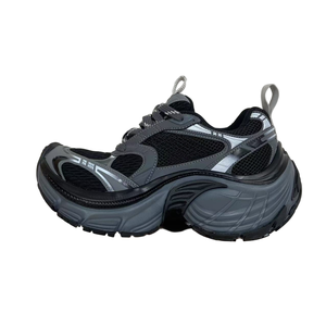 Sneakers Chunky Unisexe Argentées Effet Vieilli, Tige en Cuir Véritable, Doublure en Maille, Légères, Tendance Mode, Semelle Extérieure en Caoutchouc, Style Rétro - Product Image 5