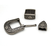 Cloxy 15mm métal boucles ardillon boucle de ceinture en cuir gaufré pour sac chapeau chaussures cuir artisanat 15mm Western boucle de ceinture ensemble 3 pièces