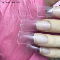 Pointes d'ongles en forme de canard, taille moyenne, logo personnalisé, grandes tailles XL XXL, acrylique transparent, demi-couverture, forme large, pieds longs, pointes d'ongles en forme de canard