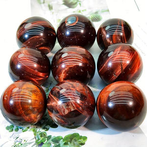 หินควอตซ์แกะสลักด้วยมือจากธรรมชาติ หินตาเสือสีแดงทรงกลม สำหรับตกแต่ง ขายดี - Product Image 2