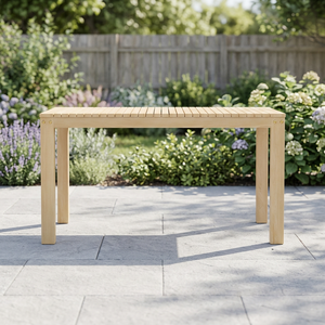 Table à manger rectangulaire en teck massif, durable et stable, avec plateau à lattes et pieds en bois, ensemble de meubles de salle à manger modernes pour maison et villa - Product Image 4
