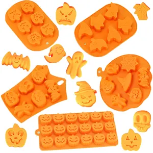 Popular forma de calabaza de Halloween cera para hornear hielo piruleta silicona galleta pastel calabaza Chocolate vela molde para calabaza