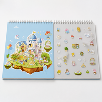 Calcomanías Decorativas Reutilizables para Collage, Adhesivos Transparentes Desmontables con Escenas de Dibujos Animados para Diseño Creativo de Escenas