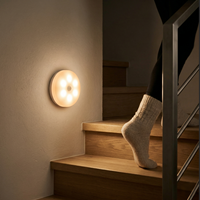 Mini lampe avec détecteur de mouvement automatique, lumière de nuit sans fil ronde, pour placard, mur, armoire, escalier, avec induction infrarouge, changement de couleur CW LED