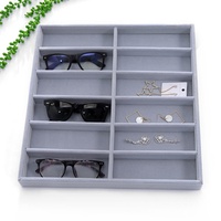 Présentoir et plateau pour 10 paires de lunettes et de lunettes de soleil en aluminium et plastique, avec 6 et 12 compartiments