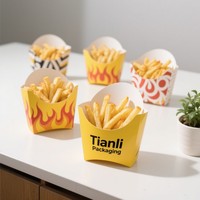 Boîte d'emballage jetable personnalisée pour frites Boîte en papier pour poulet frit Boîte de plastification mate pour aliments français