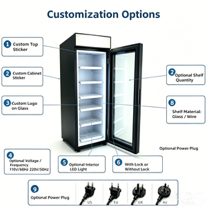Nouveau produit 2026 : Réfrigérateur vertical avec bandes lumineuses sur porte vitrée pour boissons et boissons énergisantes - Product Image 2