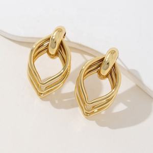 ต่างหูโลหะสไตล์เรโทร ดีไซน์เรขาคณิตหลายชั้น ทันสมัย ชุบทอง สำหรับผู้หญิงใส่ไปงานปาร์ตี้ - Product Image 6