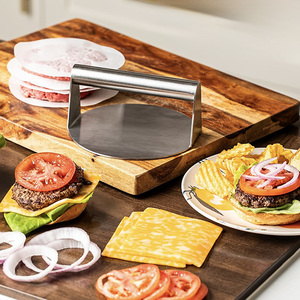 Presse à viande ronde en acier inoxydable avec poignée confortable pour hamburgers et bacon, vente en gros sur mesure - Product Image 1