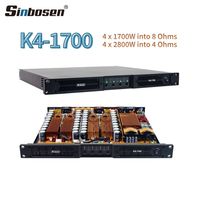 Amplificateur de puissance audio professionnel de classe D à 4 canaux K4-1700 1400W adapté aux spectacles en plein air