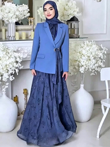 <span class=keywords><strong>Vestidos</strong></span> con Pliegues y Volantes, Listos para Enviar, Conjuntos Sencillos para Mujer, Formales, Profesionales, Musulmanes, Largos hasta el Tobillo, Manga Larga, Estampado Floral - Product Image 5