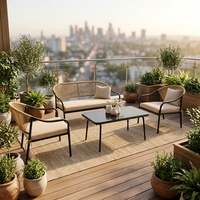 Conjunto de Muebles de Jardín de Ratán con Tela, Diseño de Sofá para Balcón, Patio y Jardín, Ideal para Hoteles